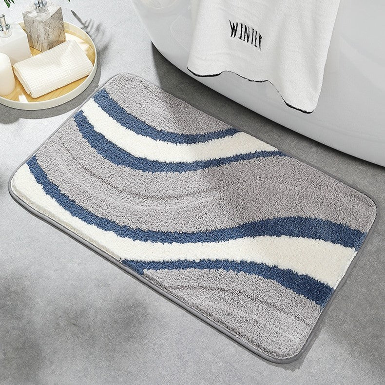 Contemporary Plush Wave Bath Mat with Non-Slip Backing