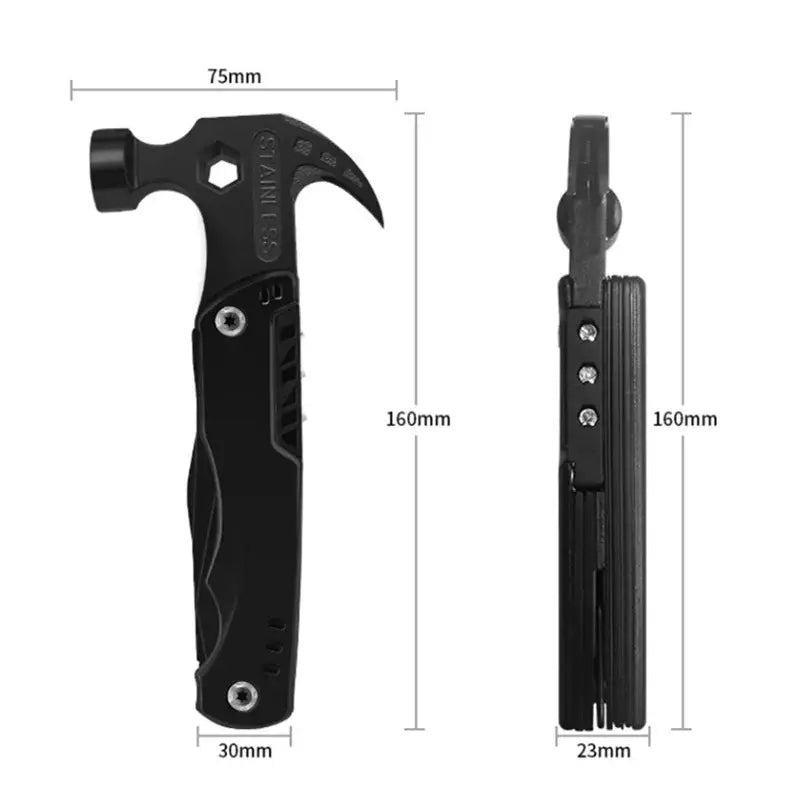 Multifunctional 14 in 1 Stainless Steel Hammer, be ready for any task.