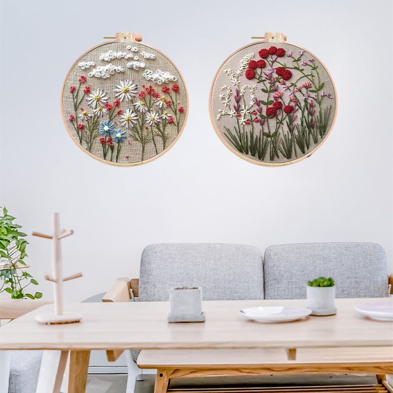 Floral embroidery kit for creative hobbies
