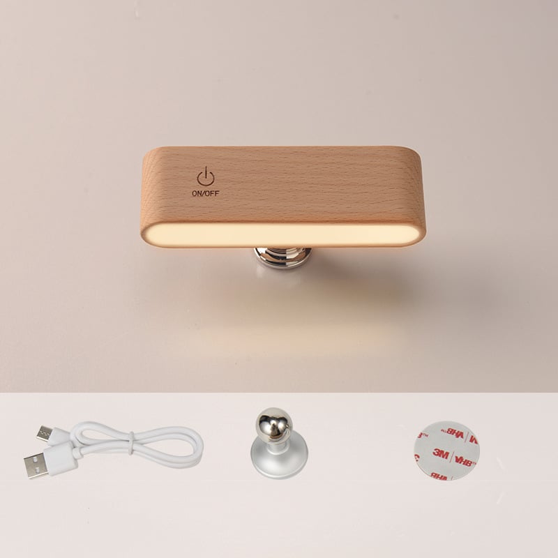 Solid wood desk lamp with magnetic charging