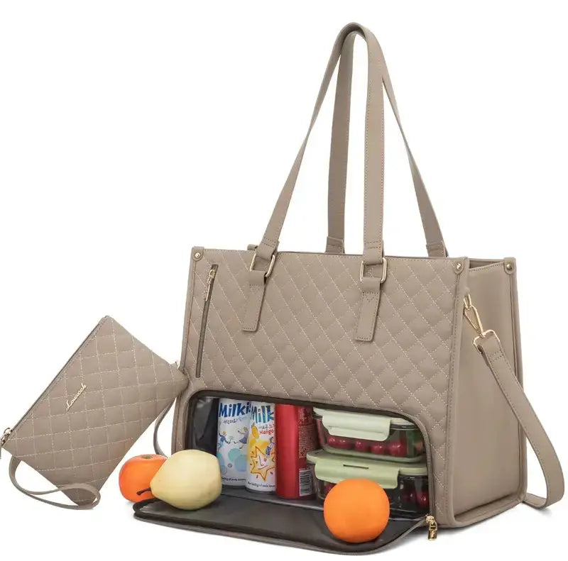 2-in-1 insulated bag with laptop compartment – stylish & practical for work and everyday life