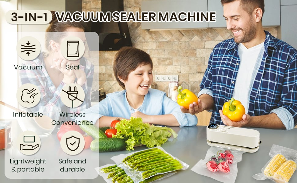 3-in-1 cordless mini vacuum sealer – keep food fresh & more