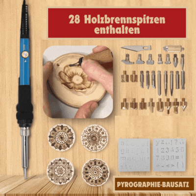 PyroCraft Pro™ | Pyrography Kit - Today with 28 attachments for free!