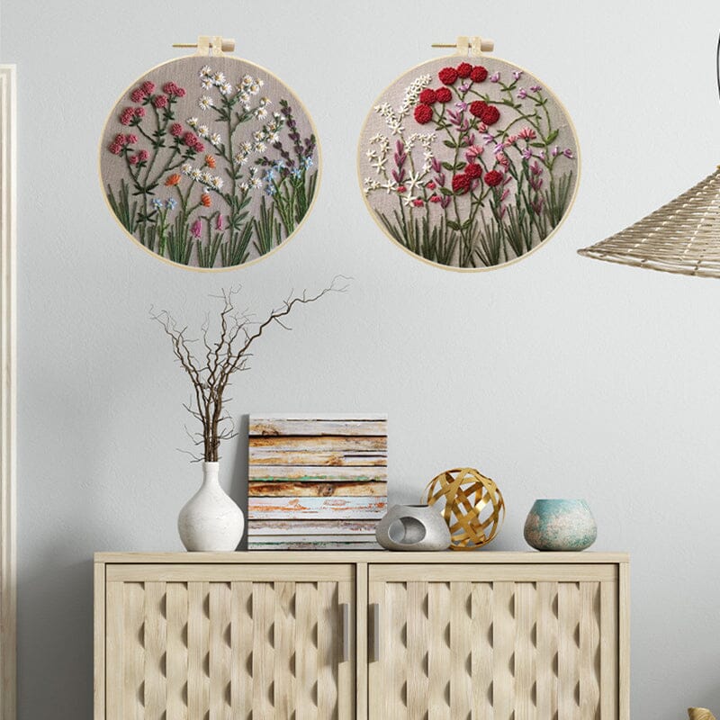 Floral embroidery kit for creative hobbies