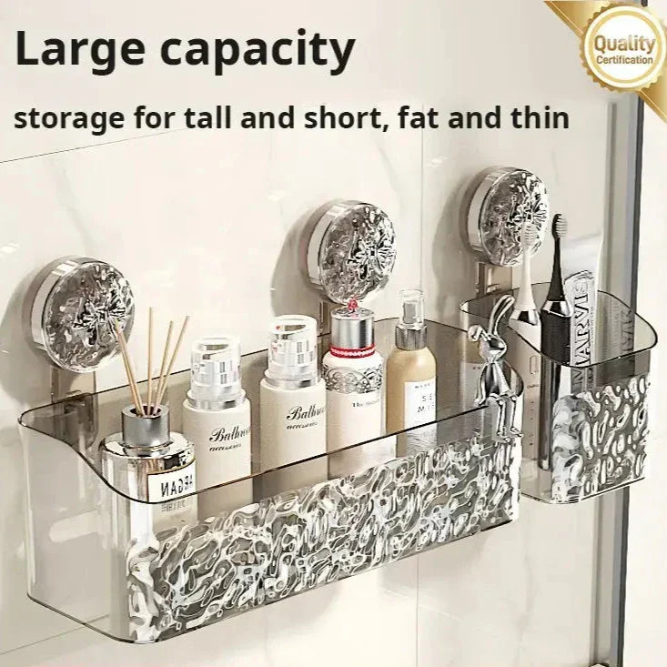 Practical wall shelf without drilling for bathroom