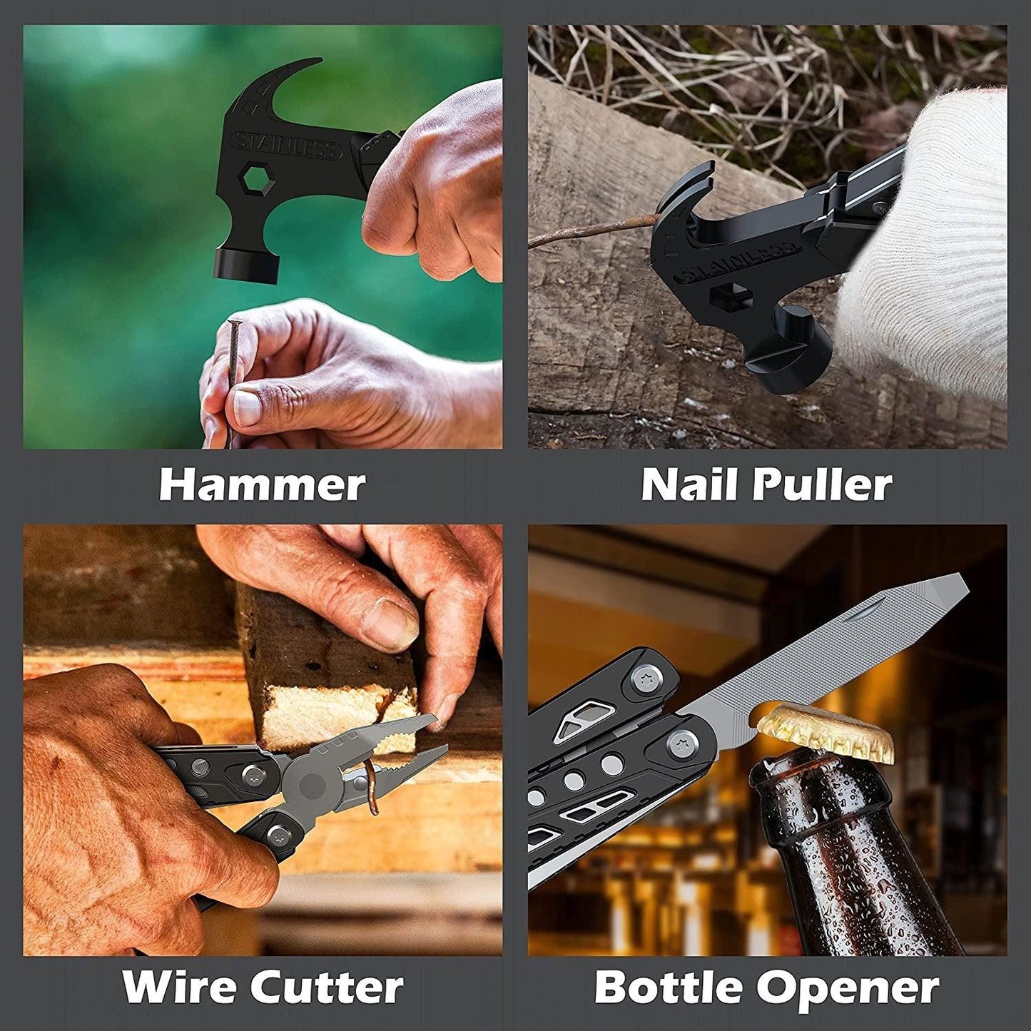Multifunctional 14 in 1 Stainless Steel Hammer, be ready for any task.