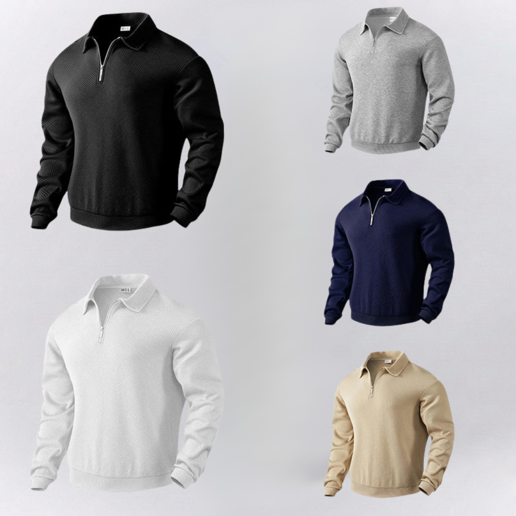 Oliver Regular Fit Polo Sweater | Collared Long Sleeve Hip-Length Polo Sweater