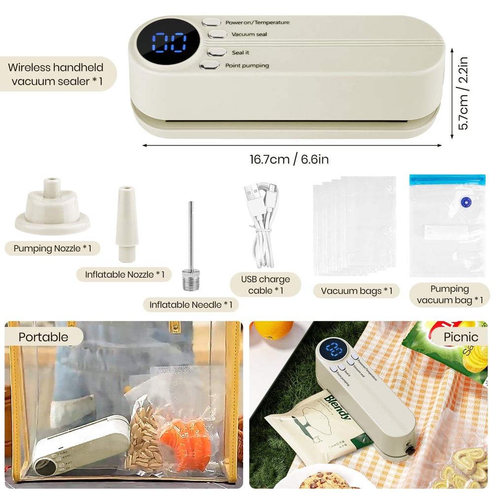 3-in-1 cordless mini vacuum sealer – keep food fresh & more