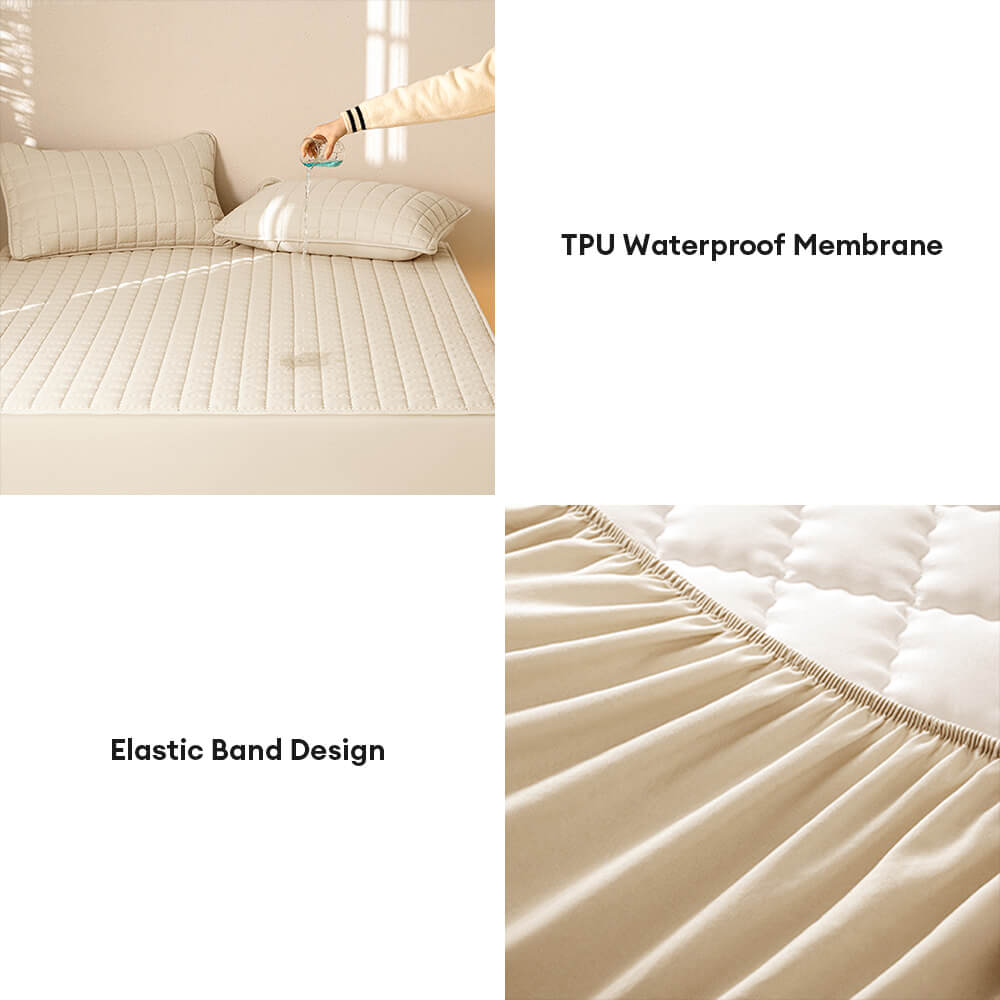 Waterproof Quilted Fitted Sheet With Elasticized Edges