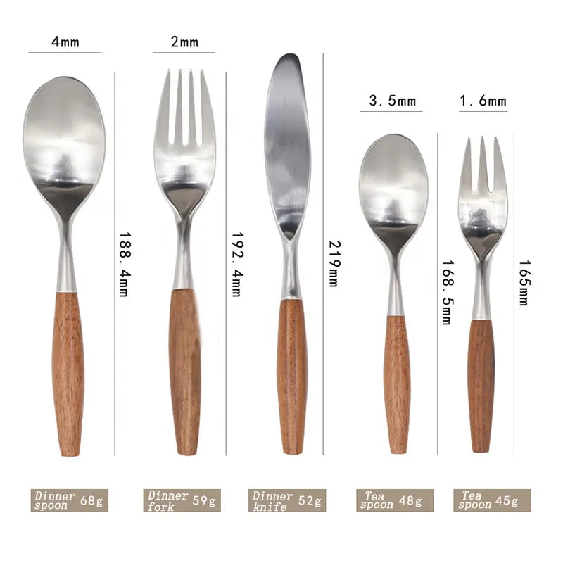Japanese Style Wood Handle Flatware Set
