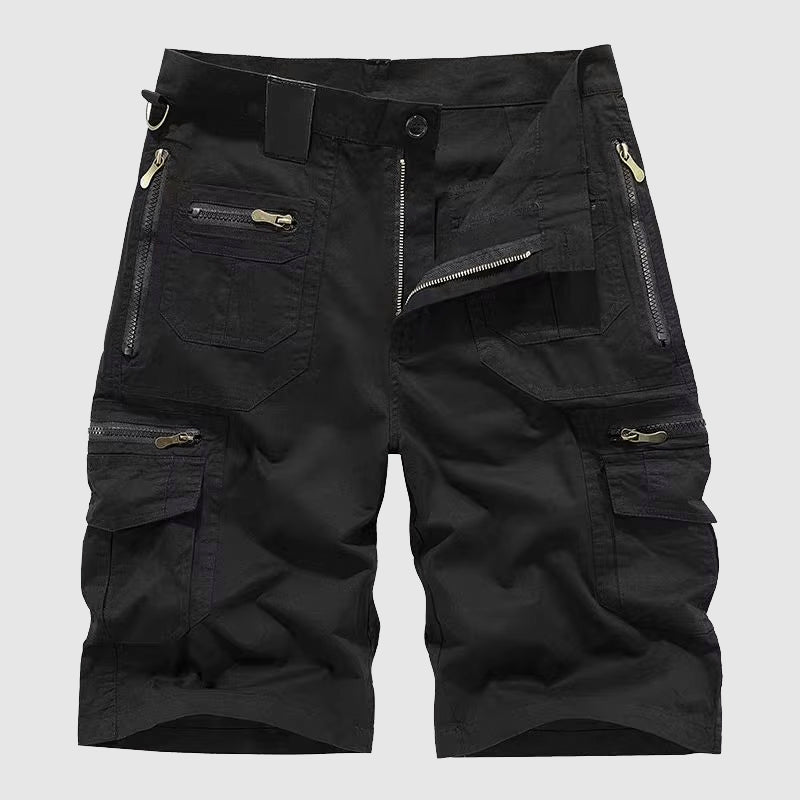Lorenzo Vitali Relaxed Knee-Length Cargo Shorts with Functional Zipper Details