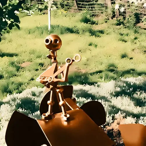 Metal windmill "Rockband" - Moving garden decoration with character