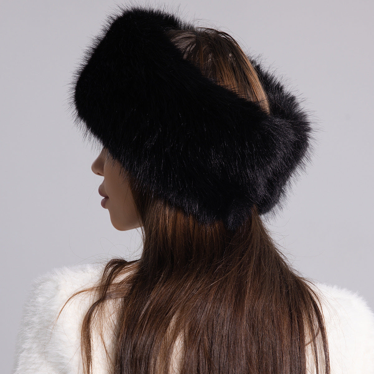 Rosie Furry Open-Top Fur Headband | Round Winter Hair Band