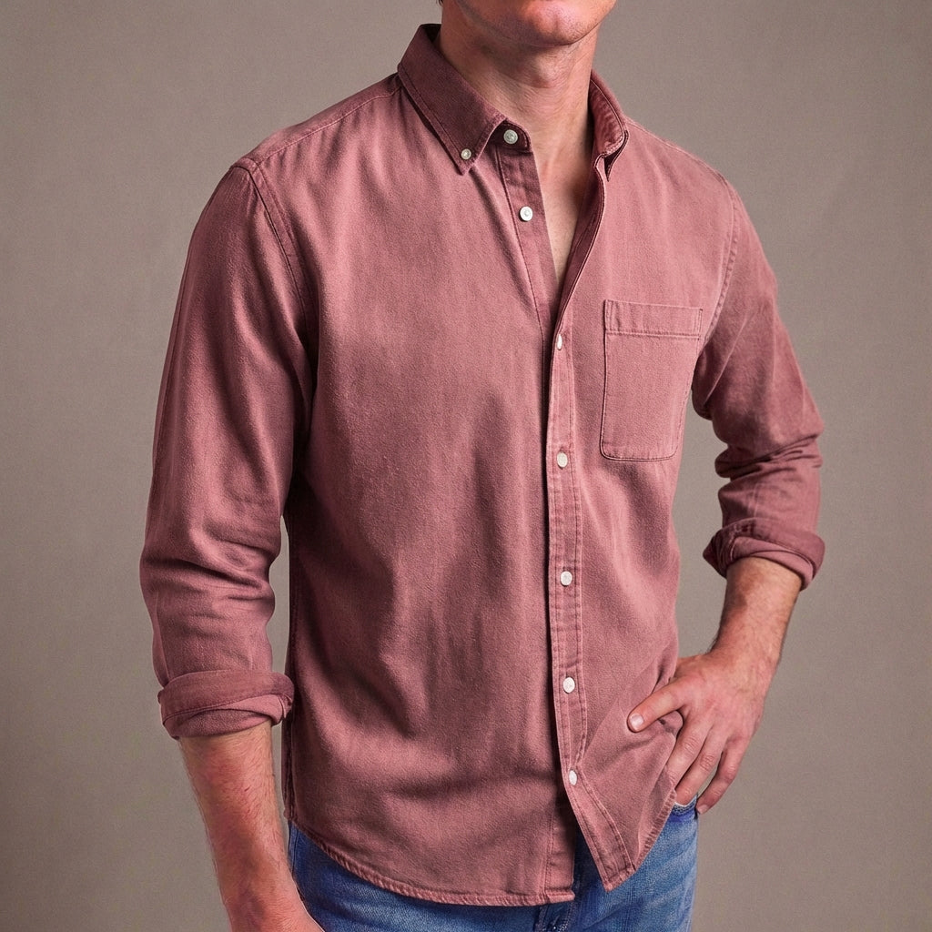 Cavell Tailored Button-Down Shirt with Classic Collar and Pocket