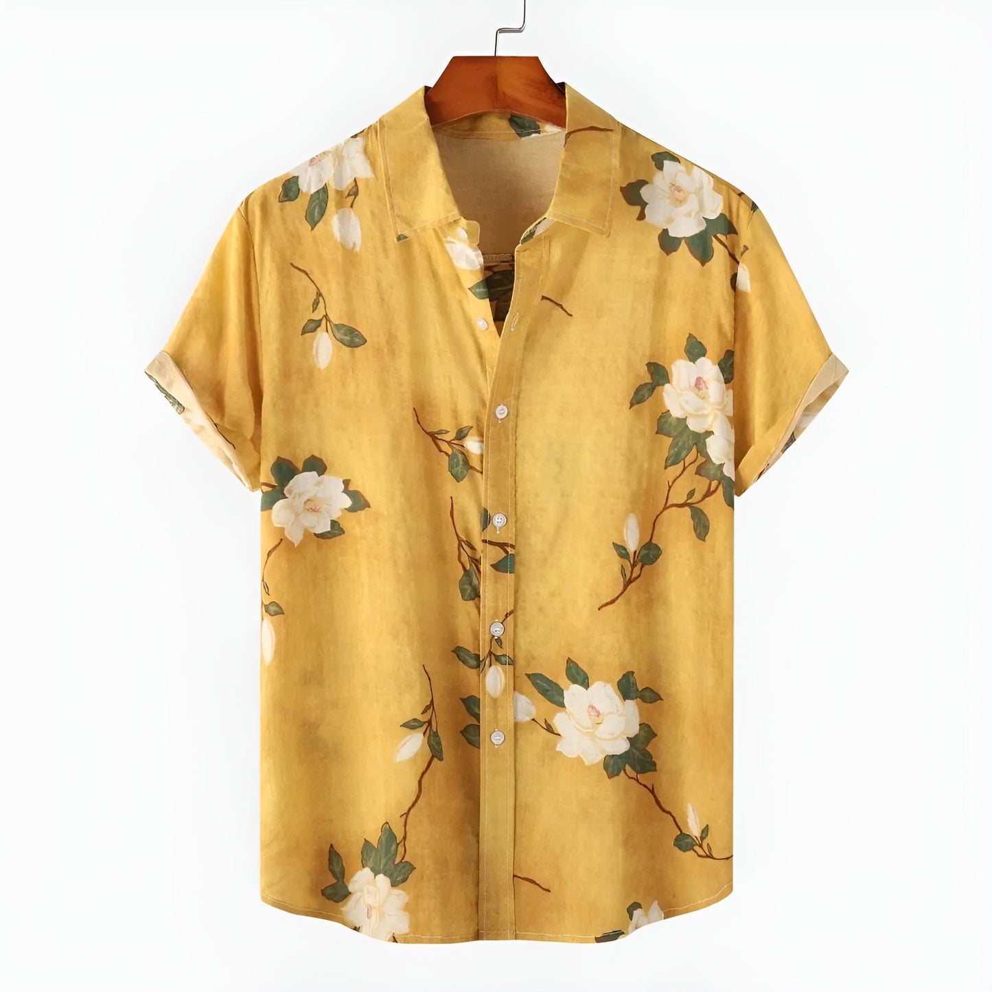 Acosta Floral 3D Print Short Sleeve Button-Up Shirt