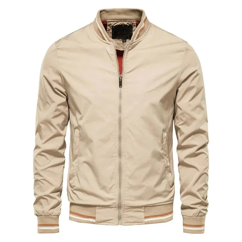 Freddie Regular Fit Bomber Jacket | Ribbed Trim Striped Trim Bomber Jacket