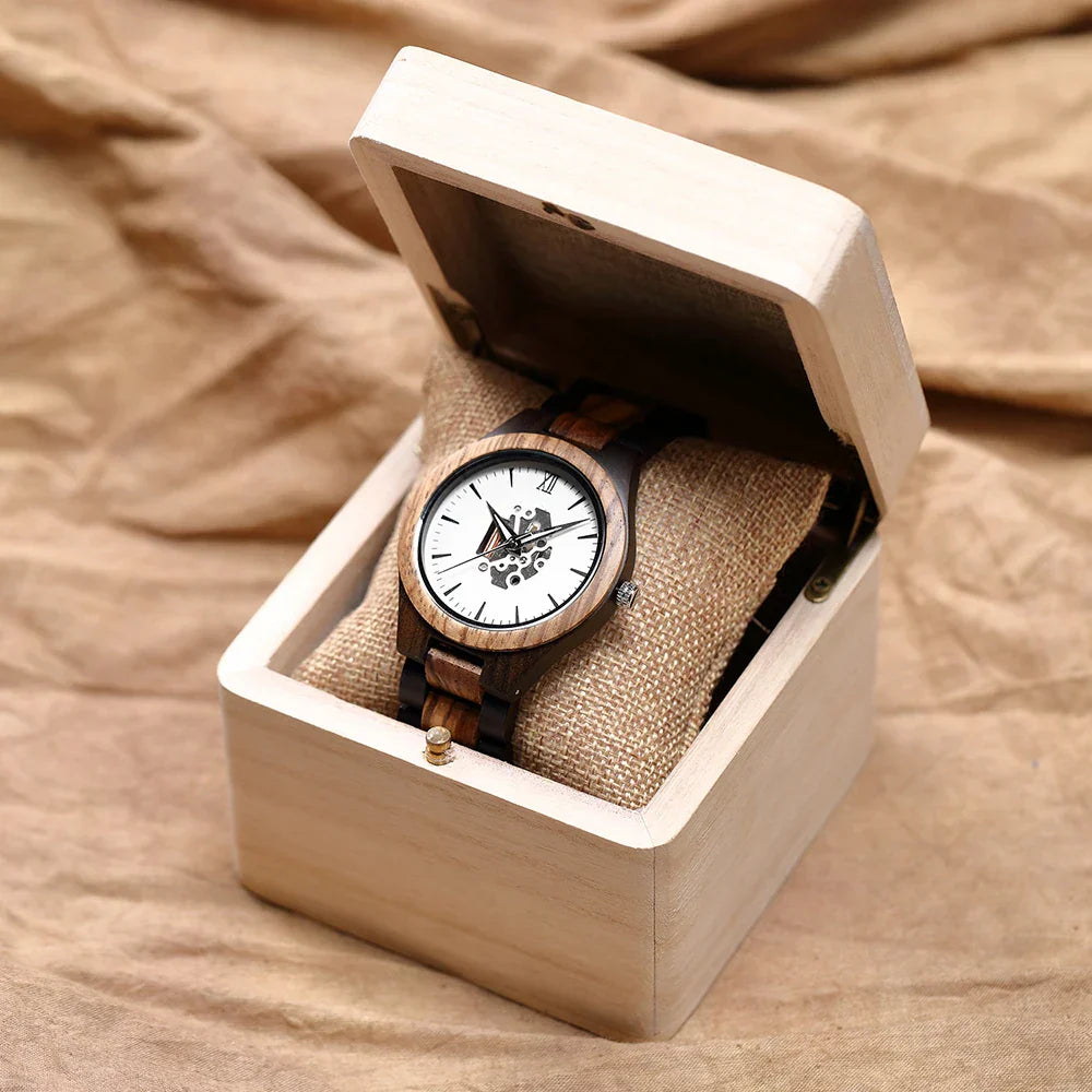 Theodore Wooden Analog Watch | Link Bracelet Round Face Analog Watch