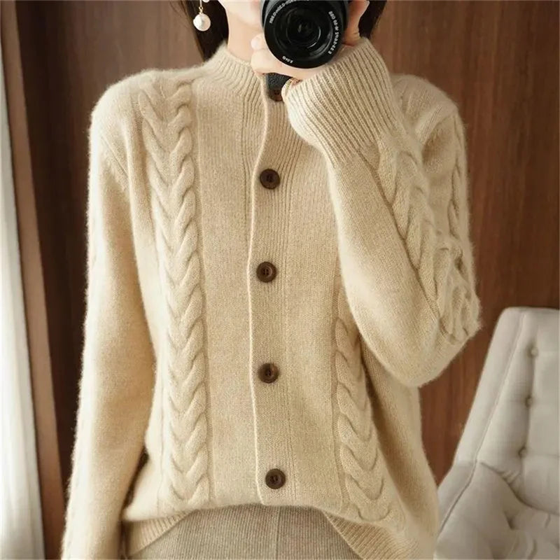 Maeve Classic Knit Cardigan | Cable Button Knit