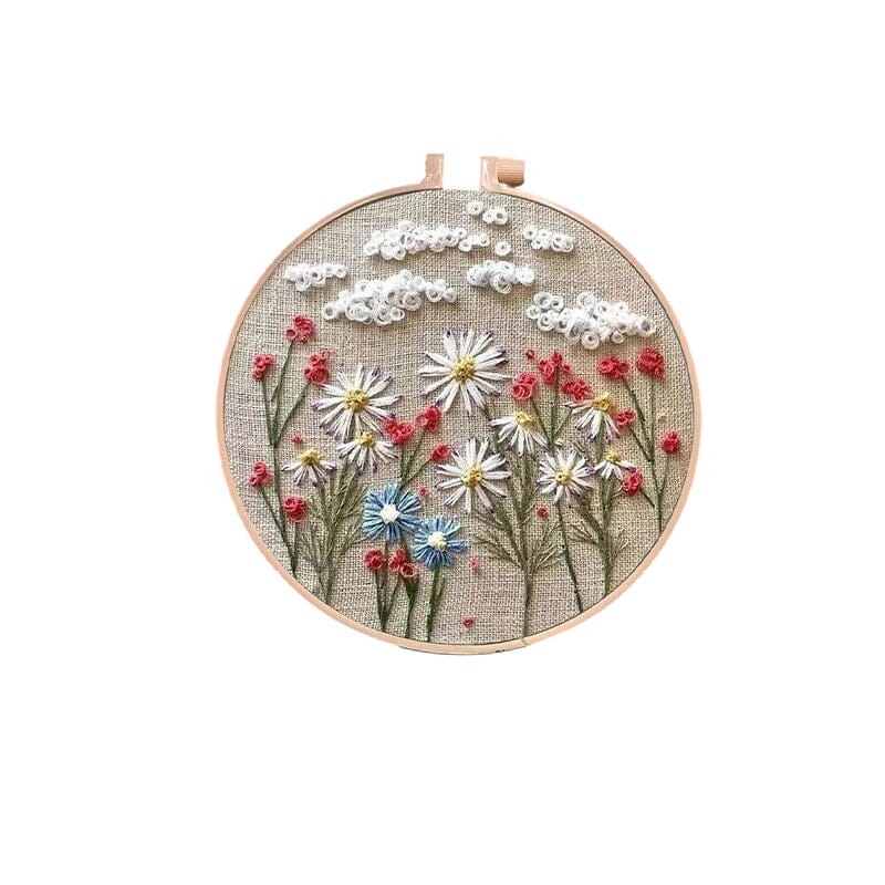 Floral embroidery kit for creative hobbies