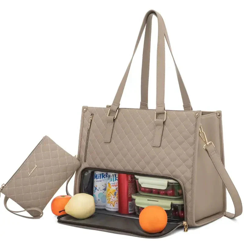 2-in-1 Elegant bag with insulated food compartment