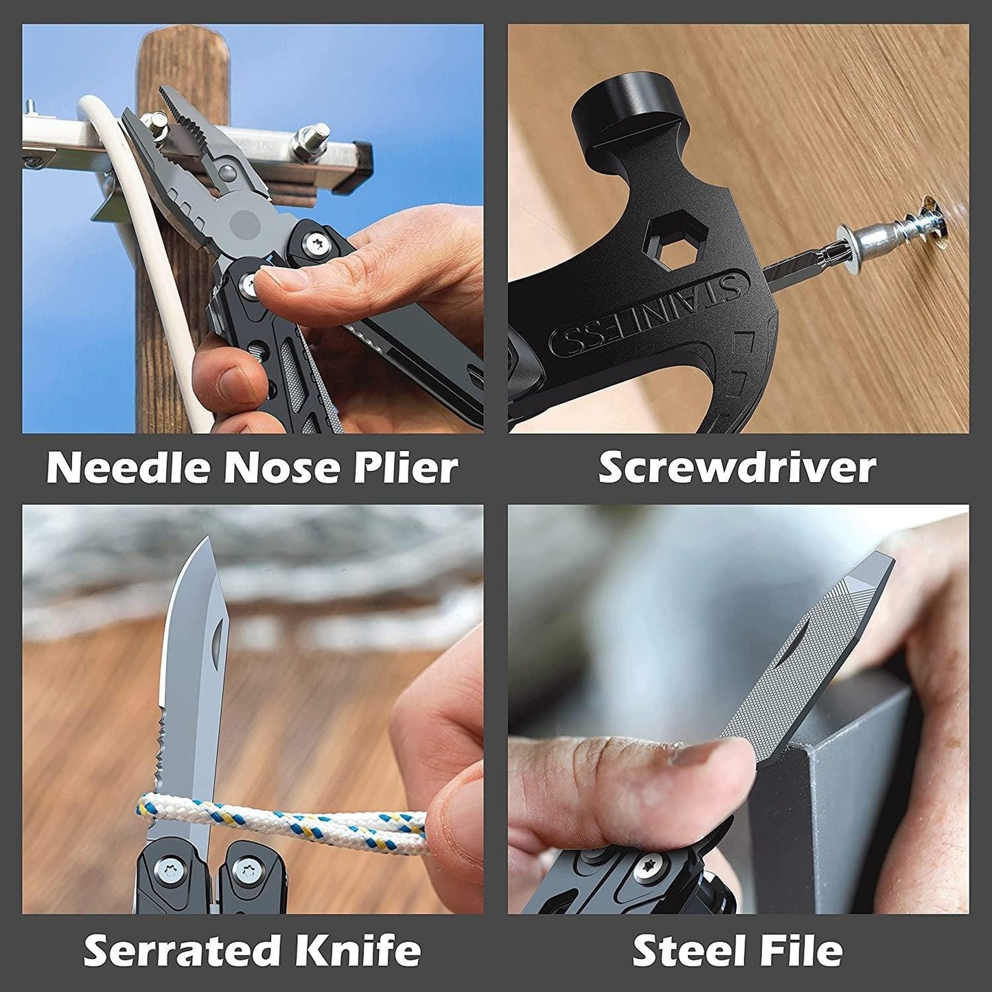 Multifunctional 14 in 1 Stainless Steel Hammer, be ready for any task.