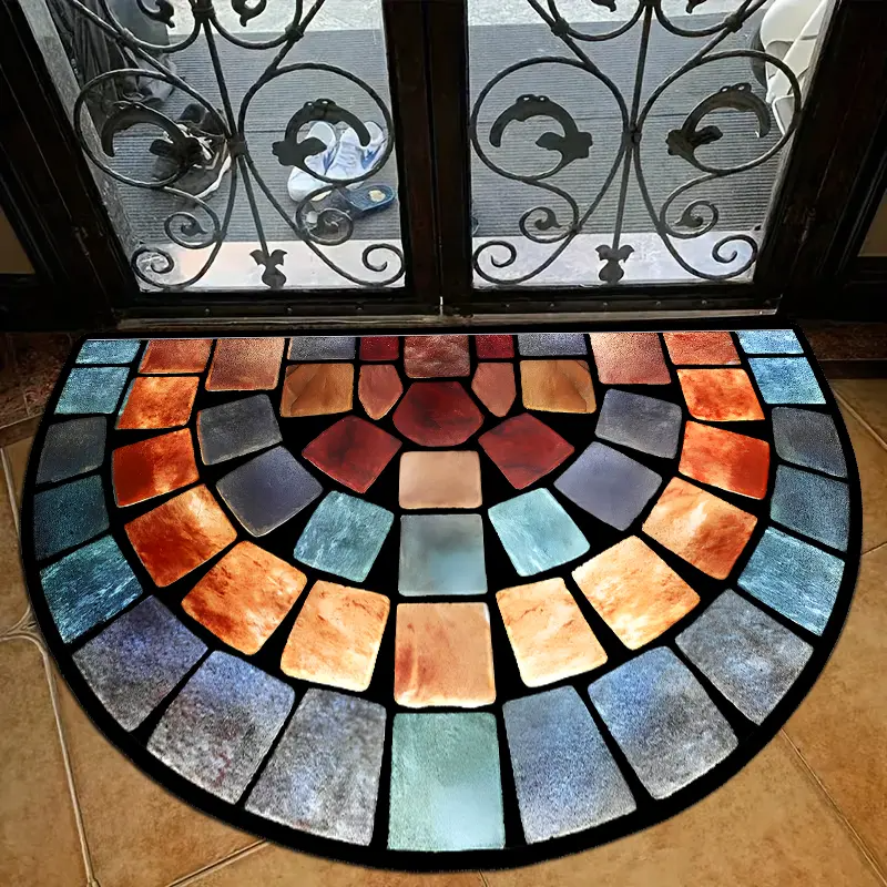 Mediterranean Mosaic Doormat With Non-Slip Backing
