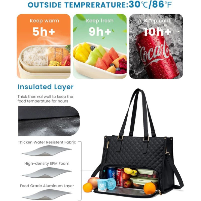 2-in-1 Elegant bag with insulated food compartment