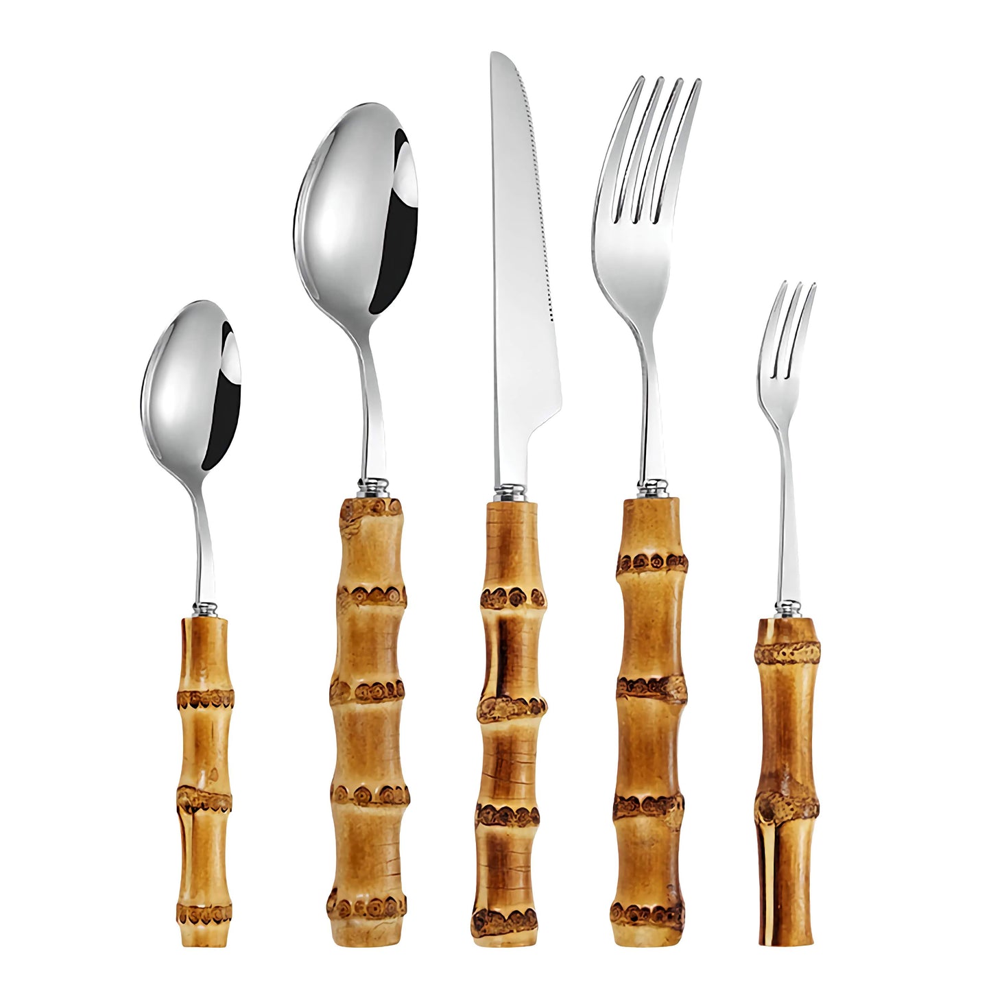 Natural Bamboo Handle Cutlery Set