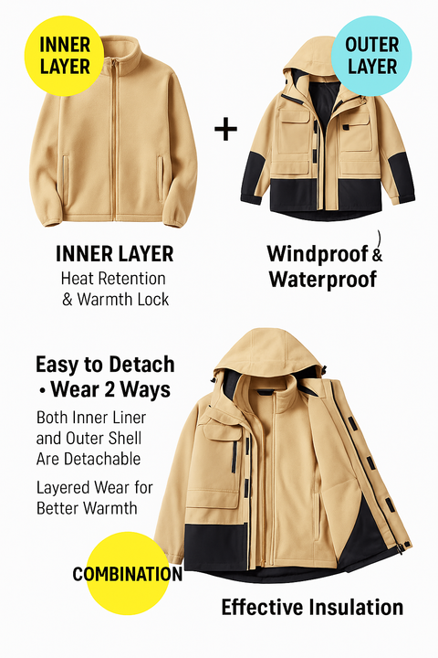 Theodore Relaxed Fit 2 Piece Set Jacket | Hooded Pockets Outdoor 2 Piece Set Jacket
