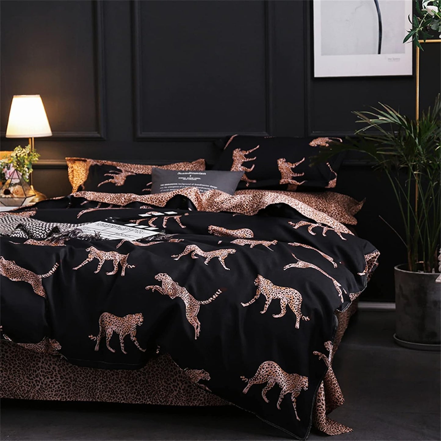 Contemporary Cotton Leopard Print Duvet Cover Set