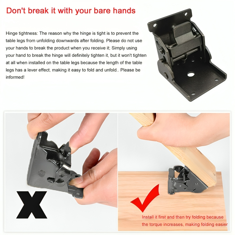 FlexiFix™ | 90-degree self-locking folding steel furniture hinges (x2)