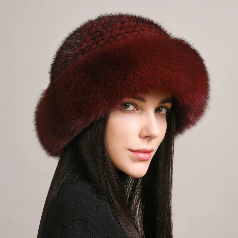 Isabella Round Crown Fur Hat | Fur Brim Solid Fur Hat
