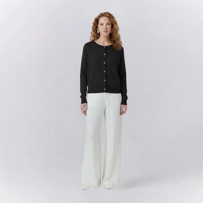 Isla Casual Fit Cardigan Sweater | Button Front Ribbed Sweater