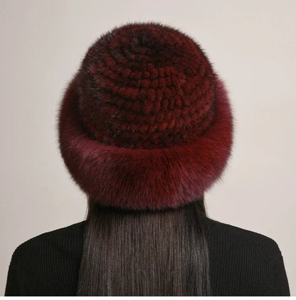 Isabella Round Crown Fur Hat | Fur Brim Solid Fur Hat