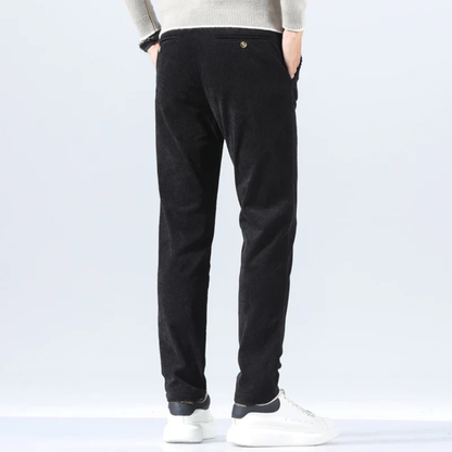 Joshua Ribbed Pleated Corduroy Trousers | Belt Loops Full-Length Corduroy Trousers