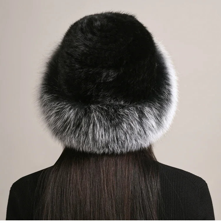 Isabella Round Crown Fur Hat | Fur Brim Solid Fur Hat