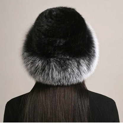 Isabella Round Crown Fur Hat | Fur Brim Solid Fur Hat