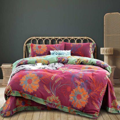 Bohemian Cotton Duvet Cover Set With Floral Print