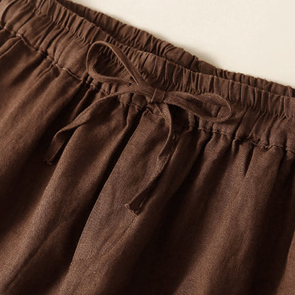 Relaxed Drawstring Shorts with Elegant Lace-Trimmed Hem
