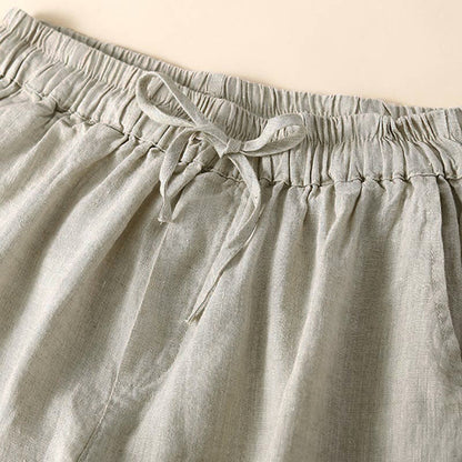 Relaxed Drawstring Shorts with Elegant Lace-Trimmed Hem