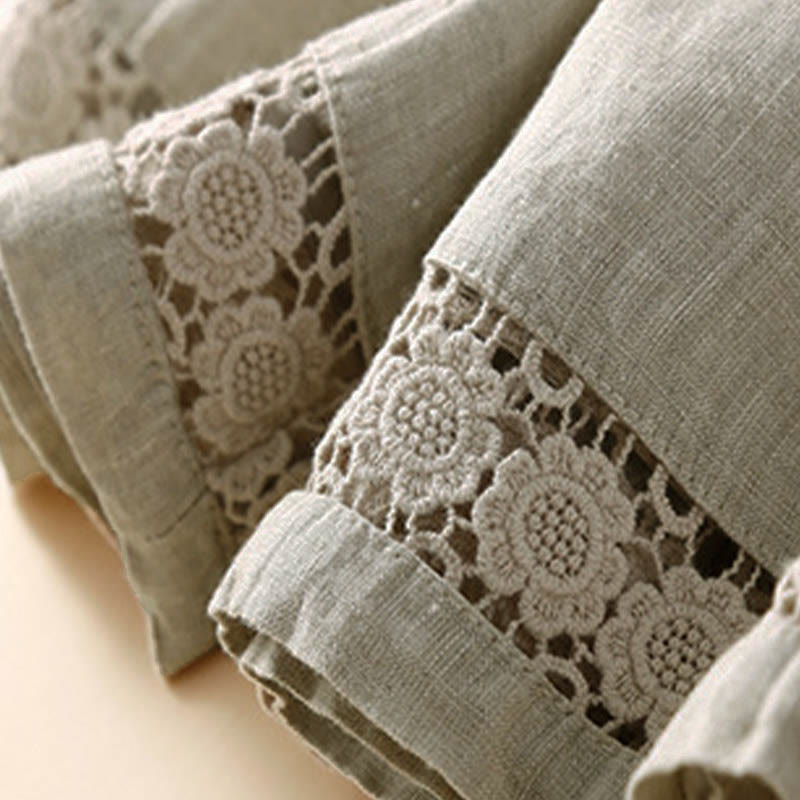 Relaxed Drawstring Shorts with Elegant Lace-Trimmed Hem