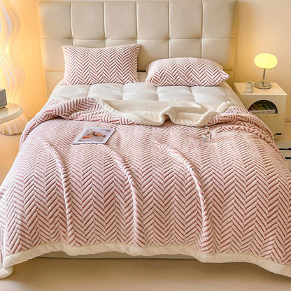 Modern Striped Jacquard Throw Blanket With Plush Texture