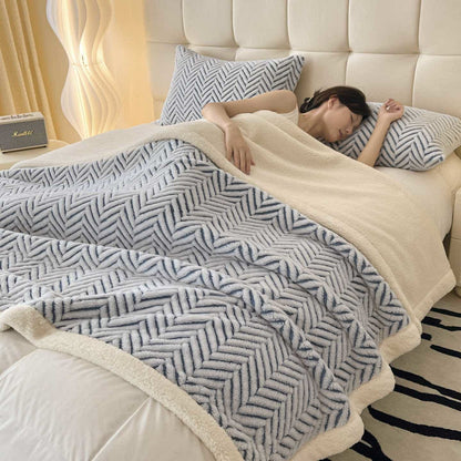 Modern Striped Jacquard Throw Blanket With Plush Texture