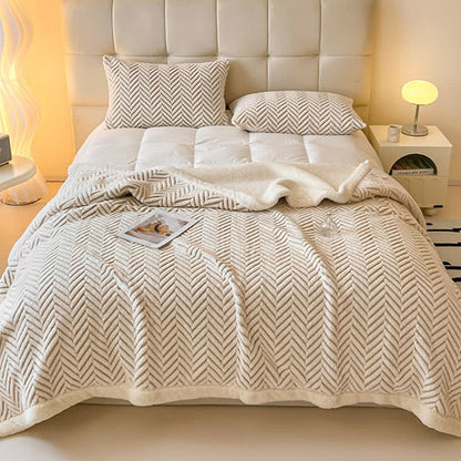 Modern Striped Jacquard Throw Blanket With Plush Texture