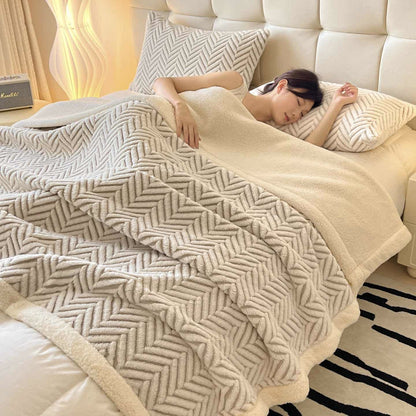 Modern Striped Jacquard Throw Blanket With Plush Texture