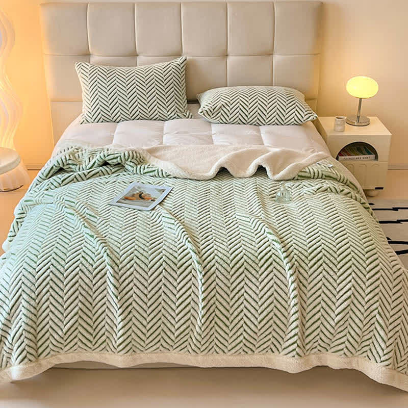 Modern Striped Jacquard Throw Blanket With Plush Texture