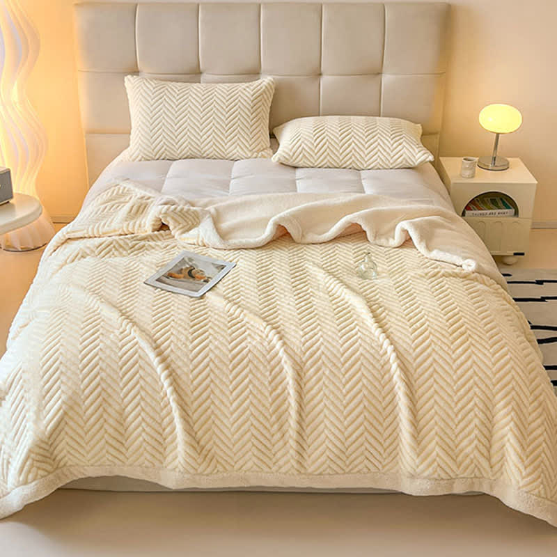 Modern Striped Jacquard Throw Blanket With Plush Texture