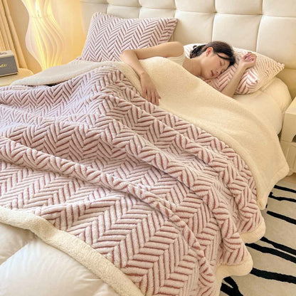 Modern Striped Jacquard Throw Blanket With Plush Texture