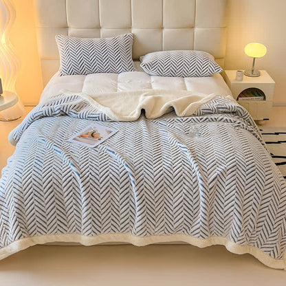 Modern Striped Jacquard Throw Blanket With Plush Texture