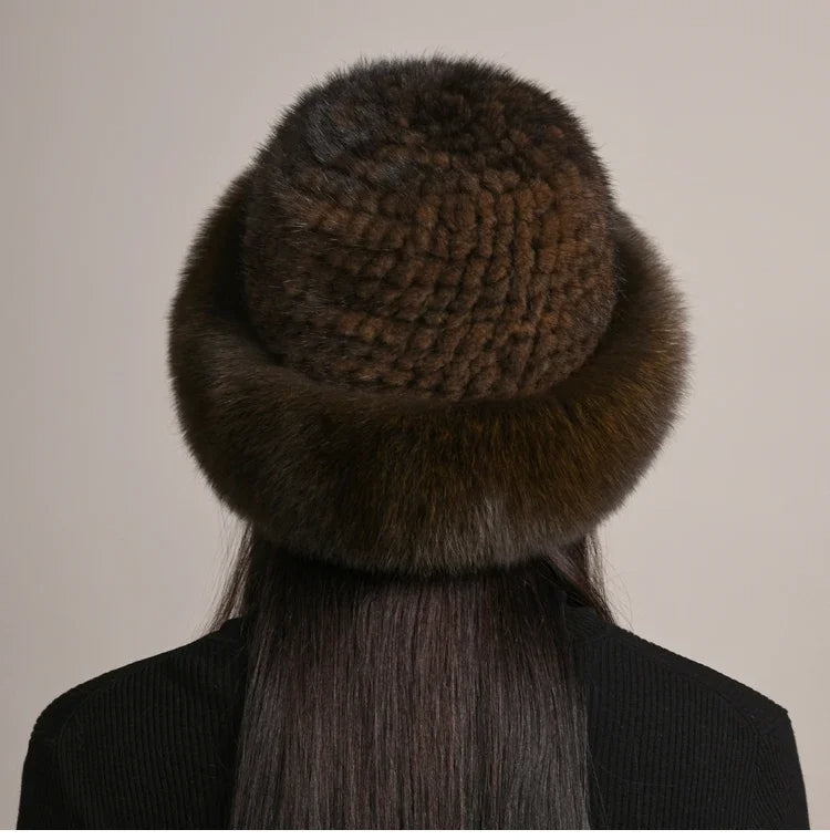 Isabella Round Crown Fur Hat | Fur Brim Solid Fur Hat